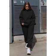 Madmext MG1609 Siyah Kapüşonlu Oversize Kadın Eşofman Takımı