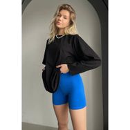Madmext MG1676 Siyah Basic Bisiklet Yaka Kadın Sweatshirt