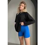 Madmext MG1676 Siyah Basic Bisiklet Yaka Kadın Sweatshirt