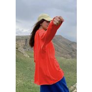 Madmext MG1676 Turuncu Basic Bisiklet Yaka Kadın Sweatshirt
