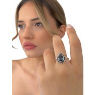 MaGümüş 925 Ayar Damla Mistik Topaz Otantik Gümüş Yüzük