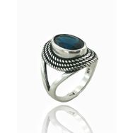 MaGümüş 925 Ayar Gümüş Oval Safir Otantik Kadın Yüzük