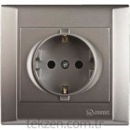 Makel M42065028 Defne Topraklı Metalik Gümüş Priz