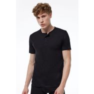 Malabadi Yaz Serinliği Siyah Düğmeli Erkek T-Shirt