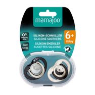 Mamajoo Gece Gündüz 6 Ay + Sterilizasyon & Saklama Kutulu Silikon Ortodontik İkili Emzik Pearl & Black