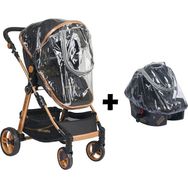 Mamma Fermuarlı Lüks Travel Bebek Arabası + Ana Kucağı Yağmurluğu Seti ( Tüm Travel Arabalara Uyar ) - Şeffaf