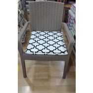 Mandaş Komutan Damaks Siyah-Krem 42x42x5 cm Tek Alt Sandalye Minderi