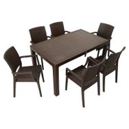 Mandella Elit Rattan 90x150 cm Elit Beyaz Koltuk Masa Takımı