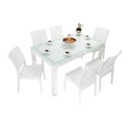 Mandella Elit Rattan 90x150 cm Elit Beyaz Sandalye Masa Takımı