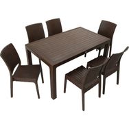 Mandella Elit Rattan 90x150 cm Elit Kahverengi Sandalye Masa Takımı