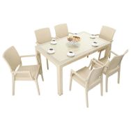 Mandella Elit Rattan 90x150 cm Elit Koltuk Çöl Beji Camlı Masa Takımı