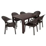 Mandella Elit Rattan 90x150 cm Kahverengi Eylül Koltuk Masa Takımı