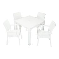 Mandella Elit Rattan 90x90 cm Elit Beyaz Koltuk Masa Takımı