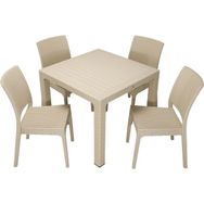 Mandella Elit Rattan 90x90 cm Elit Çöl Beji Sandalye Masa Takımı