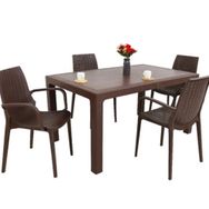 Mandella Kahverengi Elit Rattan 90x150 cm 4 Kişilik Nirvana Koltuk Masa Takımı