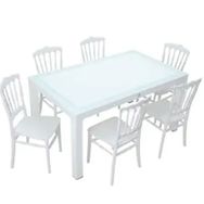 Mandella Wood 90x150 cm Silver Napolyon Camlı Sandalye Masa Takımı