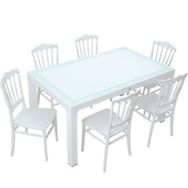 Mandella Wood 90x150 cm Silver Napolyon Sandalye Masa Takımı