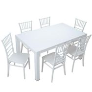 Mandella Wood 90x150 cm Silver Tifany Beyaz Sandalye Masa Takımı