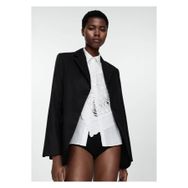 Mango Woman 47087121 Düğmeli Keten Blazer Siyah Kadın Ceket