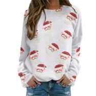 MaNMaNing 2023 Beyaz Uzun Kollu Yuvarlak Yaka Baskılı Kadın Sweatshirt