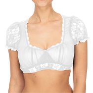 MaNMaNing Dirndlbluse Oktoberfest MM9811 Beyaz Kısa Kollu Dantelli Şık Kadın Bluz