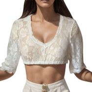 MaNMaNing Dirndlbluse Thea MM9888 Beyaz Dantelli Şık Kadın Bluz
