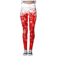 MaNMaNing Flare Skinny Noel Baskılı Desenli Su Geçirmez Beyaz Kadın Tayt