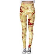 MaNMaNing Flare Skinny Noel Baskılı Desenli Su Geçirmez Haki Kadın Tayt