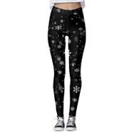 MaNMaNing Flare Skinny Noel Baskılı Su Geçirmez Siyah Kadın Tayt