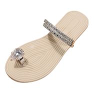 MaNMaNing Flip Flop Gladyatör Yapay Elmas Hafif Rahat Beyaz Kadın Terlik