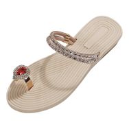 MaNMaNing Flip Flop Gladyatör Yapay Elmas Hafif Rahat Kırmızı Kadın Terlik