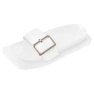 MaNMaNing Flip Flop Kare Kafa Rahat Moda Hafif Beyaz Kadın Sandalet
