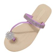 MaNMaNing Flip Flop Klipsli Parmak Kristal Moda Hafif Rahat Geniş Fit Mor Kadın Terlik