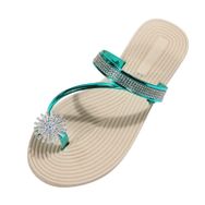 MaNMaNing Flip Flop Klipsli Parmak Kristal Moda Hafif Rahat Geniş Fit Yeşil Kadın Terlik