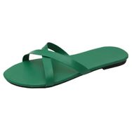 MaNMaNing Flip Flop Moda Açık Kare Geniş Fit Rahat Düşük Kama Yeşil Kadın Sandalet