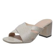 MaNMaNing Flip Flop Moda Desen Açık Burun Kalın Topuk Rahat Bej Kadın Terlik