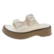 MaNMaNing Flip Flop Rahat Moda Hafif Deri Beyaz Kadın Sandalet
