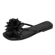 MaNMaNing Flip Flop Siyah Düz Çiçek Hafif Kadın Terlik