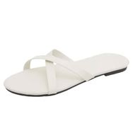MaNMaNing Flip Flop Yaz Moda Açık Kare Geniş Fit Havalı Rahat Düşük Kama Bej Kadın Sandalet