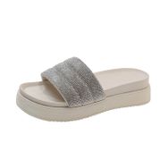 MaNMaNing Gladyatör Flip Flop See Through Beyaz Kalın Alt Düz Kadın Sandalet