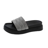 MaNMaNing Gladyatör Flip Flop See Through Kalın Düz Rahat Siyah Kadın Sandalet