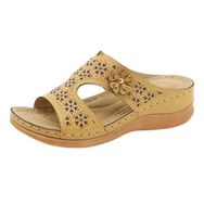 MaNMaNing Gladyatör Kama Geniş Fit Moda Rahat Çiçek Süsleme Rahat Yellow Kadın Sandalet