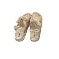 MaNMaNing Gladyatör Slingback Flip Flop Burnu Açık Rahat Bej Kadın Sandalet