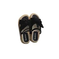 MaNMaNing Gladyatör Slingback Flip Flop Burnu Açık Rahat Yürüyüş Siyah Kadın Sandalet