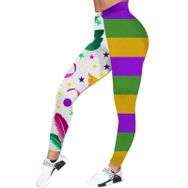 MaNMaNing Hip Lift Dar Kesim Karnaval Baskı Bej Kadın Tayt