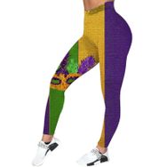 MaNMaNing Hip Lift Dar Kesim Karnaval Baskı Mor Kadın Tayt