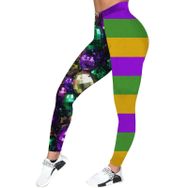 MaNMaNing Hip Lift Dar Kesim Karnaval Baskı Yeşil Kadın Tayt