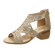 MaNMaNing Hollow Out Boho Platform Beyaz Açık Burun Düşük Blok Topuk Ayak Bileği Kayış Kadın Sandalet