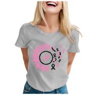 MaNMaNing MIT702-M256 Gri Baskılı Kısa Kollu Kadın T-shirt