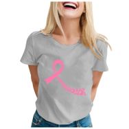 MaNMaNing MIT702-M346 Gri Baskılı Kısa Kollu Kadın T-shirt